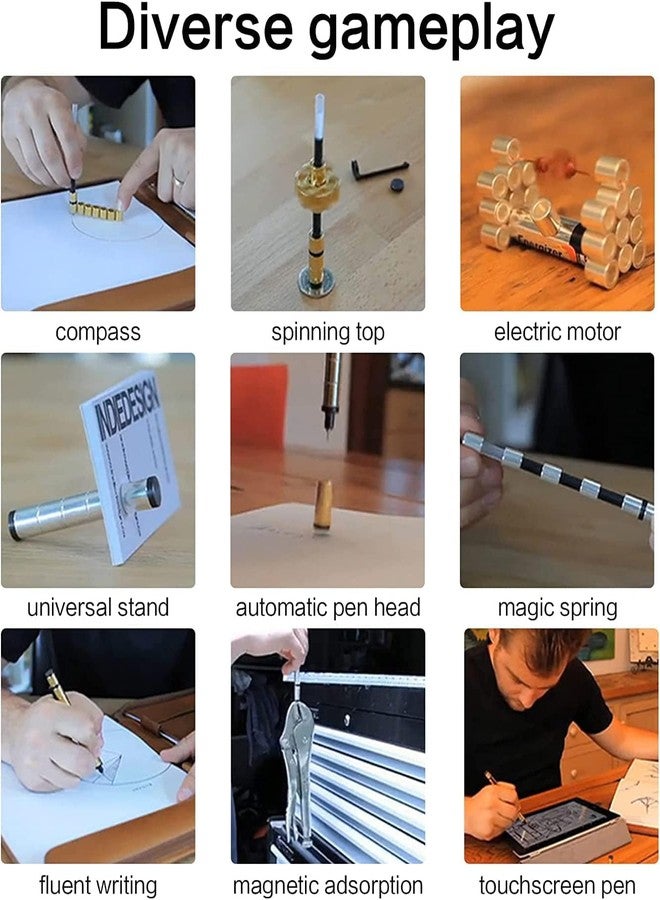 SUKEE Magnetic Fidget Pen, Decompression Toy Pen with Magnetic Rings and Steel Balls, Stress Relief Creative Gadget for Kids and Adults, for Teens, Fidget Pen, Magnetic Pen (Silver) - Image 5